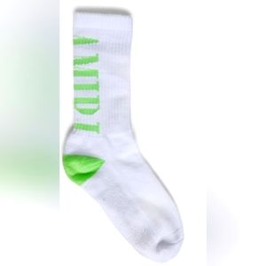 - Amiri Vertical Logo Sock Men's NWT White & Lime